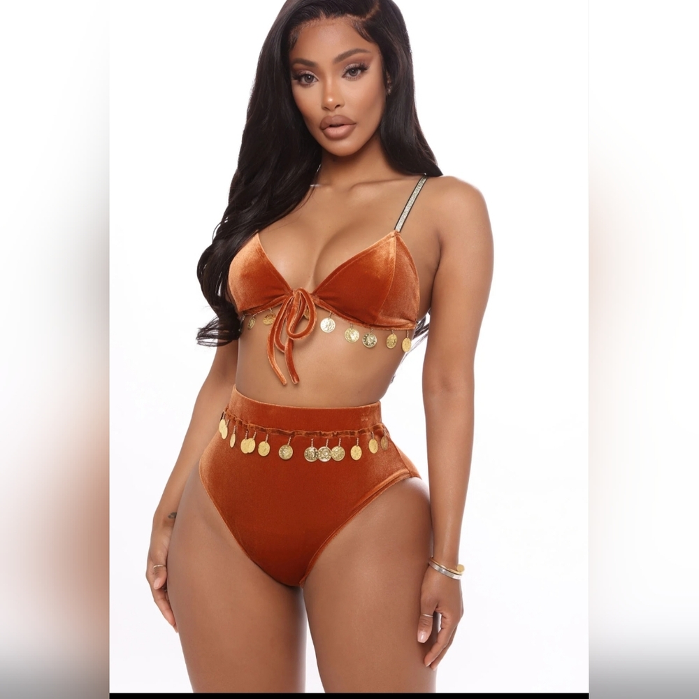 30. Fashion Nova- Belly Dancing Two Piece Mocha Velvet Set